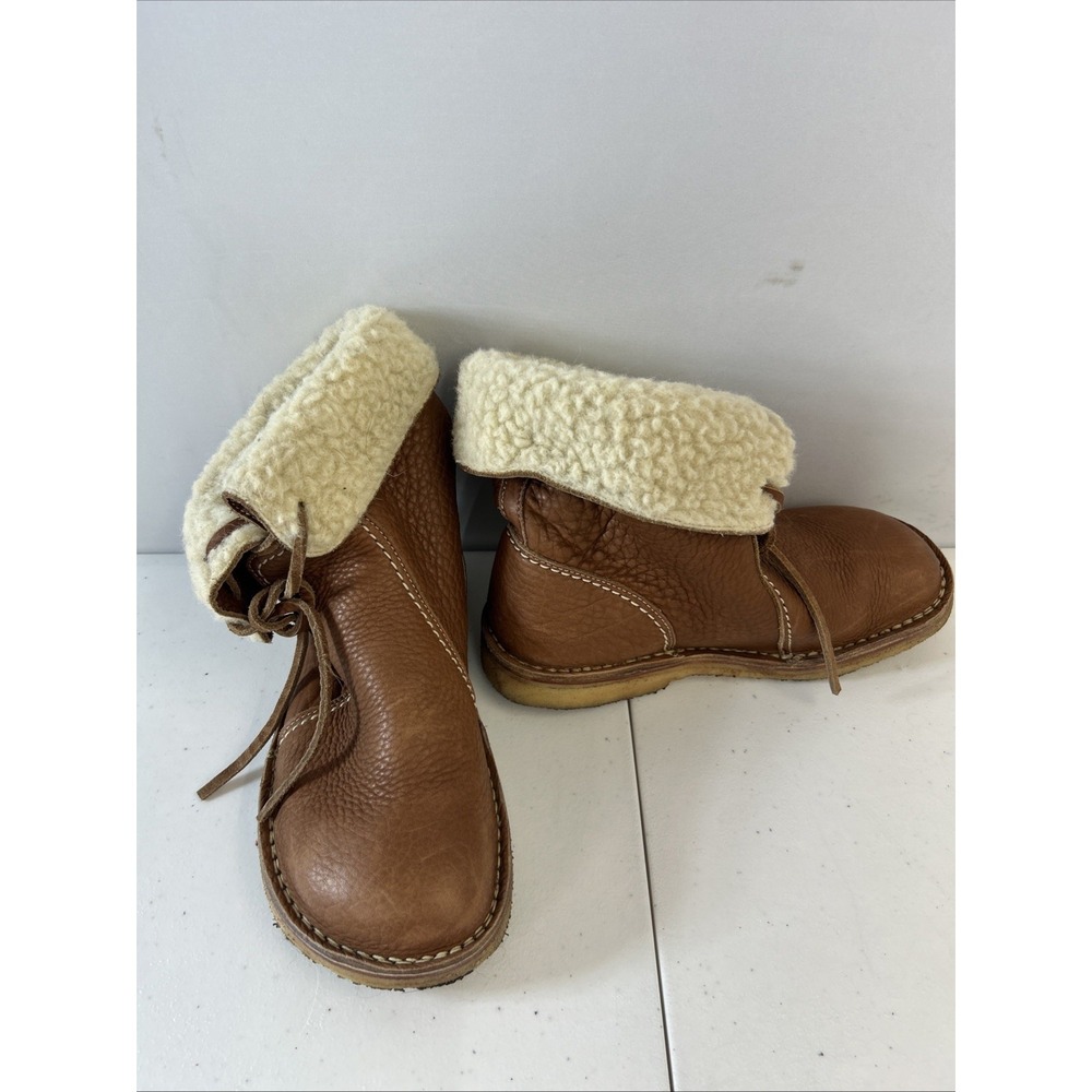 Duckfeet Arhus Shearling Lined Leather Boots Womens EU 38 US 8 Nut Brown Wool